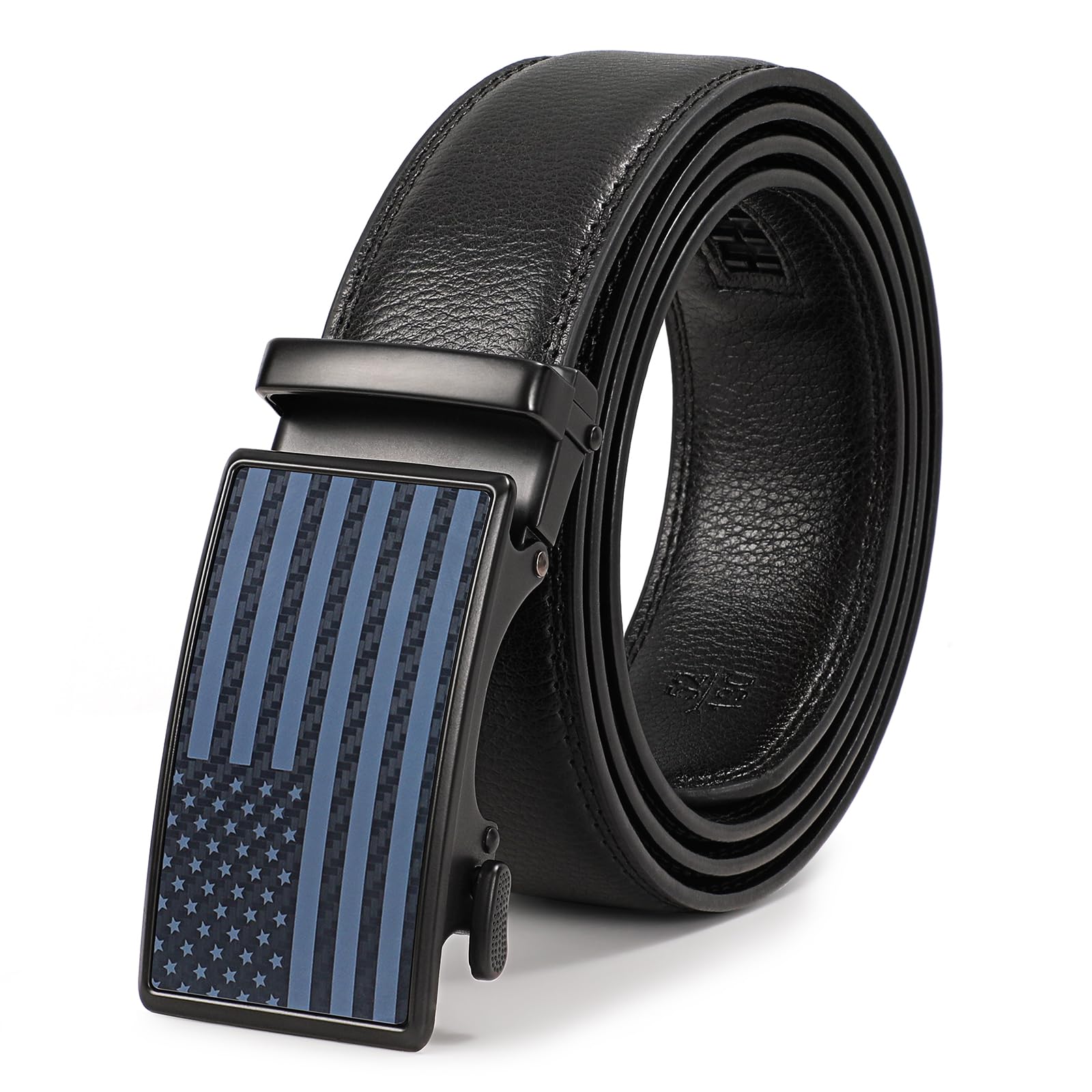 SANSTHS Men's Belts Leather Ratchet Dress Belts for Men with Adjustable Slide Buckle in Gift Box