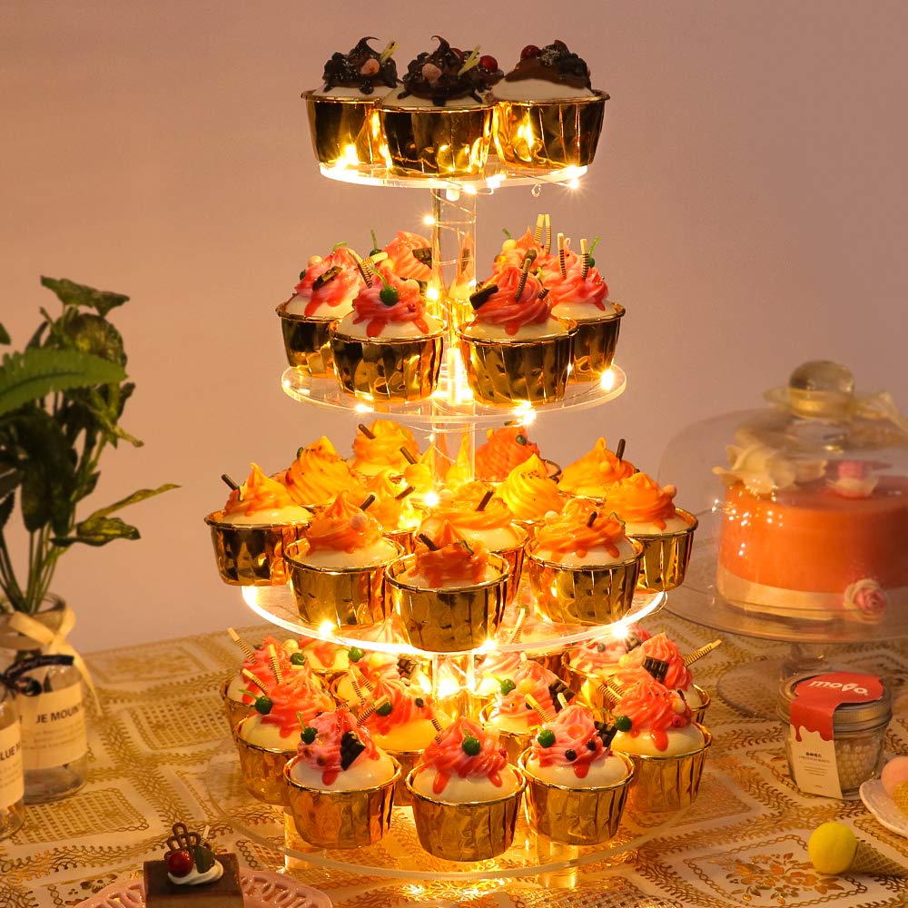 YestBuy - Soporte para cupcakes (4 niveles, acrílico), color amarillo
