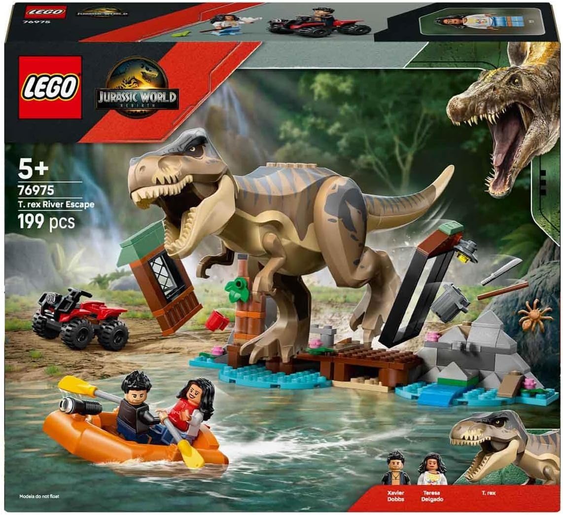Lego 76975 Jurassic World T-Rex River Escape Toy Birthday Present Blocks Educational Boys Girls Children 5 6 7 8 Years Old Dinosaur Battle Robot