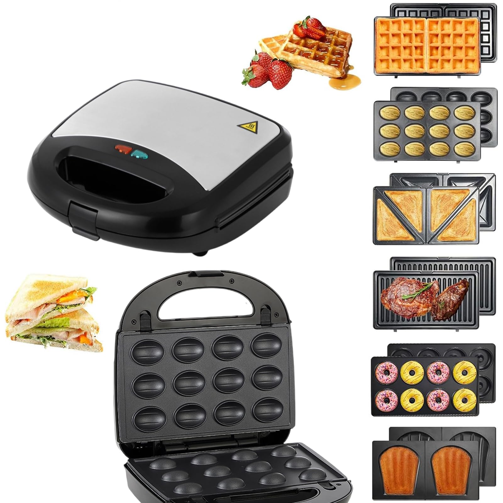 Sandwich Maker with Non-stick Deep Grid Surface,sandwich Press,Panini Press,Grilled Cheese Maker, for Egg, Ham, Steaks Compact Electric Grill Tostadora