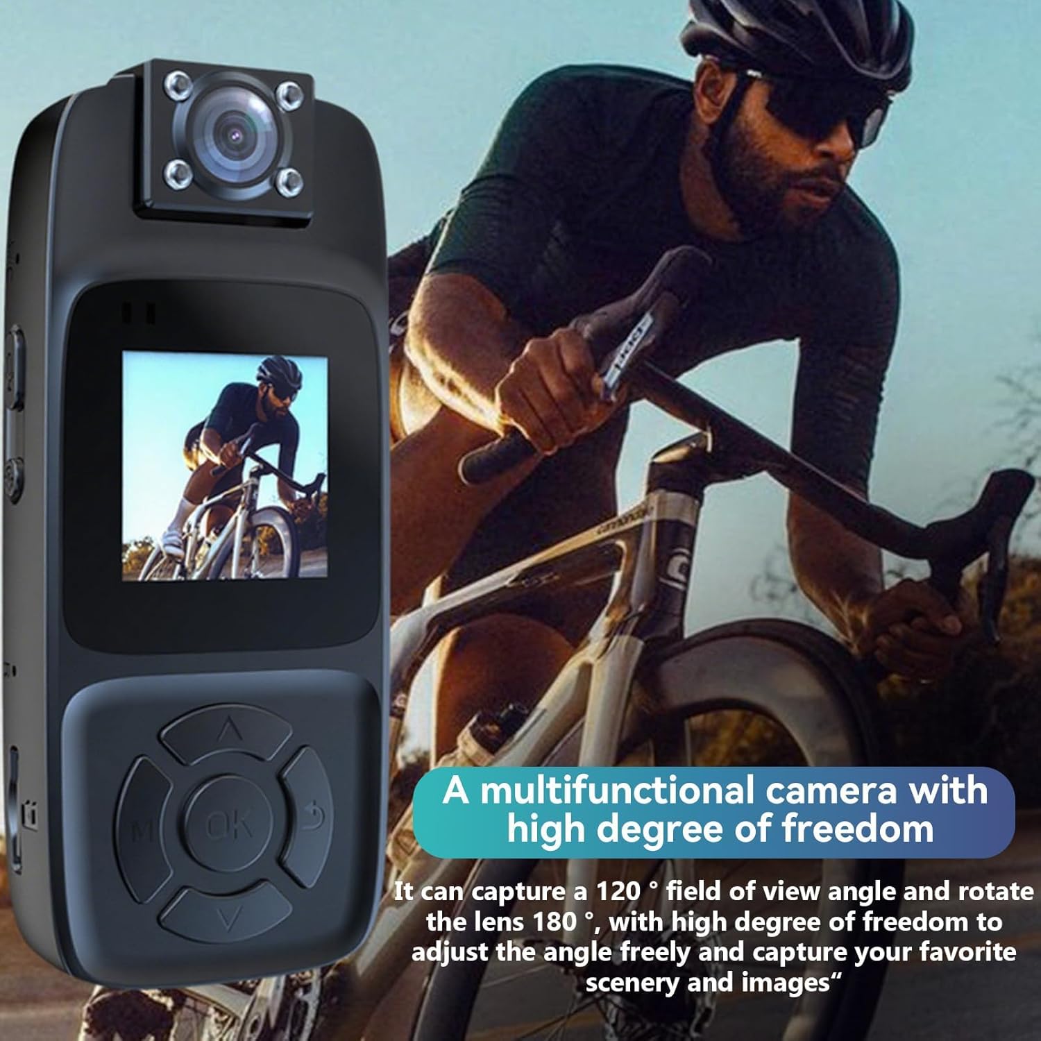BodyCam 256G Impermeabile con Funzione di Visione Notturna, Videocamera Indossabile 4K con Telecamera Ruotabile a 180°, Batteria da 180 Minuti per Ciclismo,Sport All'Aperto,Viaggi, Polizia