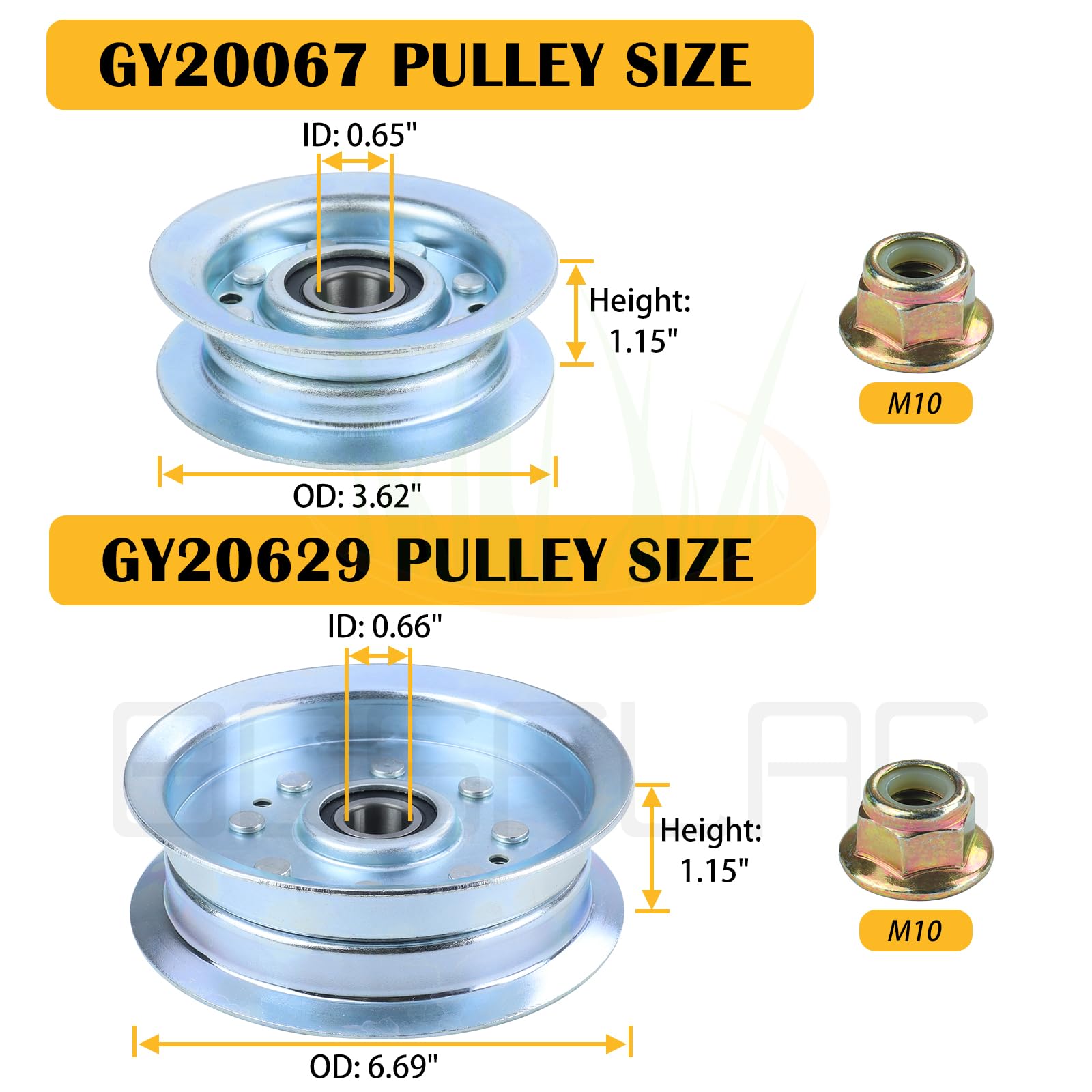 GY22172 Pulley with GY20629 Pulley for D140 Idler Pulley — Amazon image 3