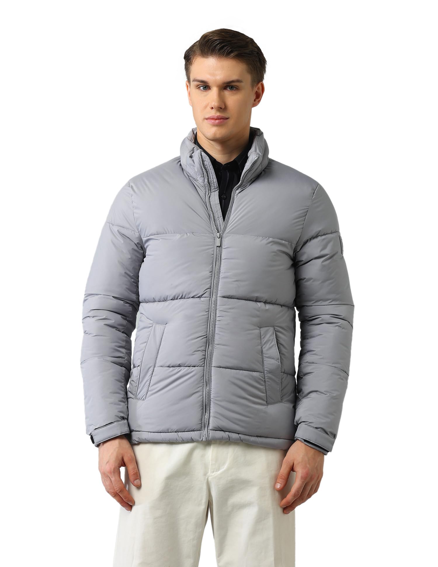 arrow sports Mens Grey Solid Long Sleeve Polyester Classic Jacket-picture-11