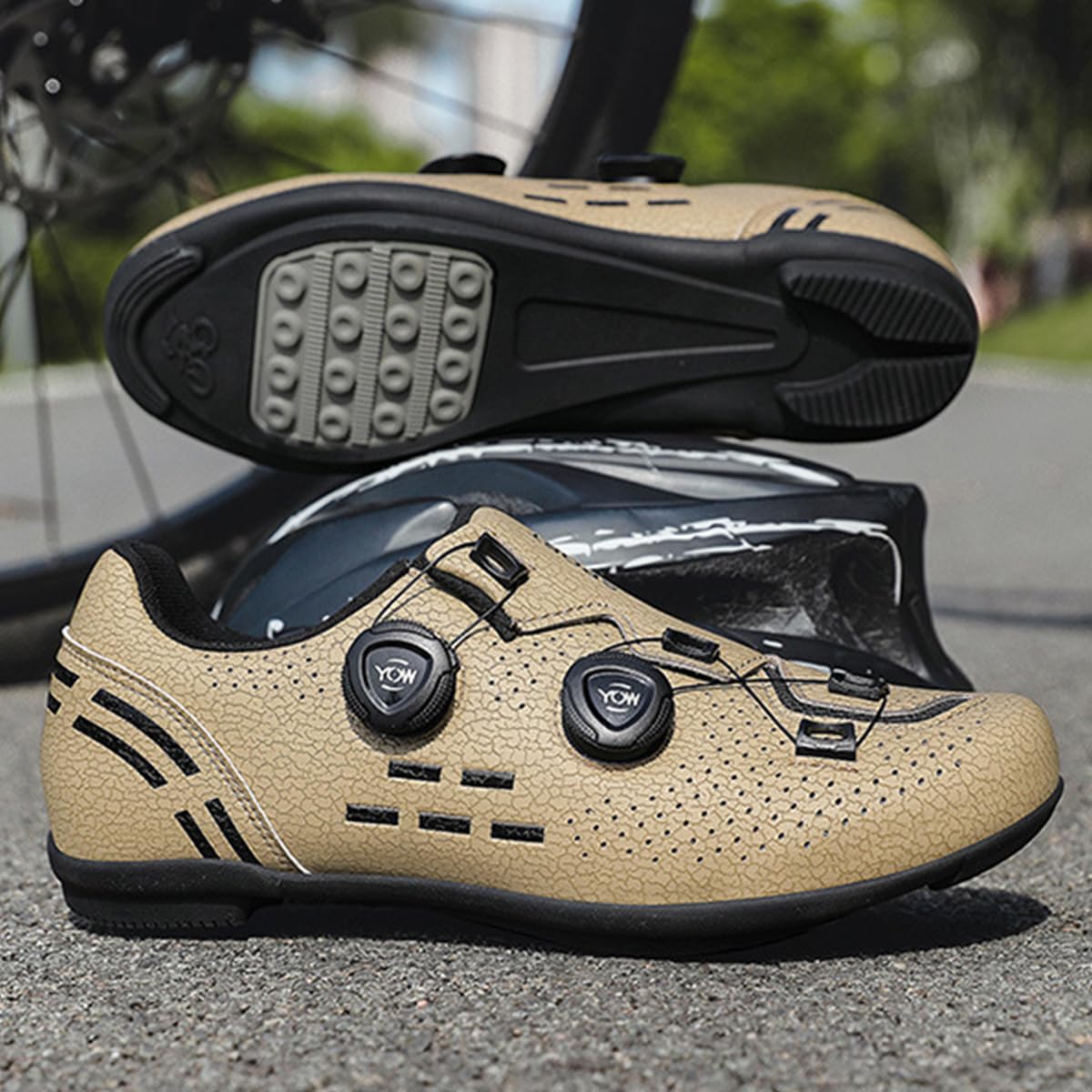 Scarpe da Ciclismo Uomo Strada, Scarpe da Strada Mountain Bike | Scarpe da Bicicletta Senza Blocco con Suola in Gomma Antiscivolo Traspiranti