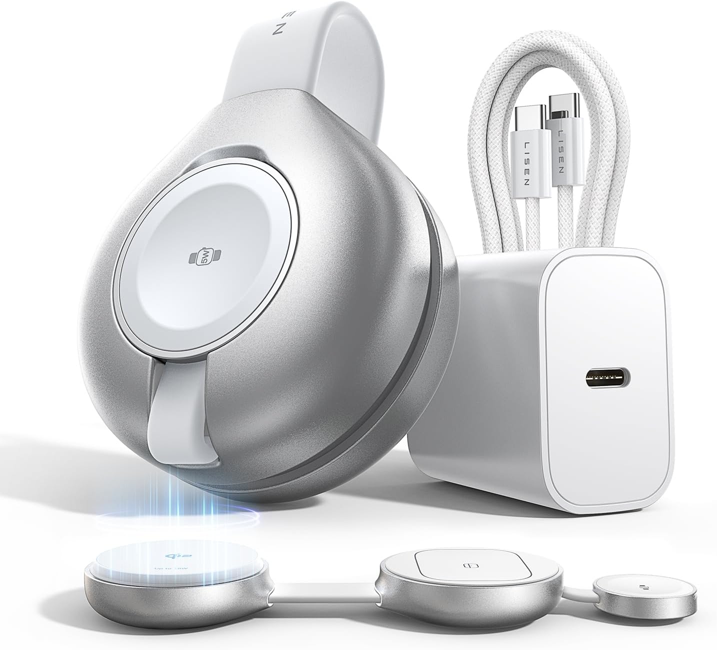 Mag-Safe Laadstation voor iPhone draadloze oplader, 3-in-1 opvouwbare draadloze oplader, compatibel met iPhone 15, 14, 13, 12 Pro Max Plus, Travel Charging Station voor Apple Watch en Air Pods