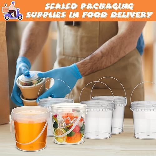 Miniatura 7 de Skylety 24 recipientes para helados con tapa y asa, contenedores de almacenamiento de alimentos aptos para microondas y congelador de plástico de 32