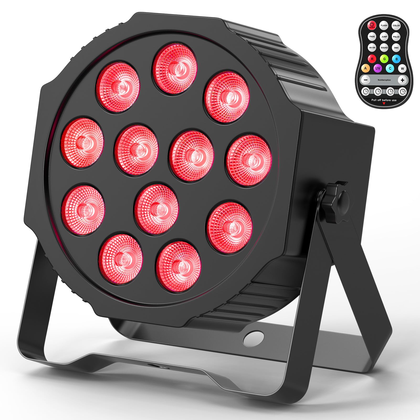 DELIBANG RGBW LED Par Strahler Akku, 12 LED Bühnenlicht Wiederaufladbar mit Fernbedienung und Timing, Discolicht Partylicht Effektstrahler 8CH für Outdoor Beleuchtung Bühne Hochzeit Weihnachten Musikinstrumente & DJ-Equipment
