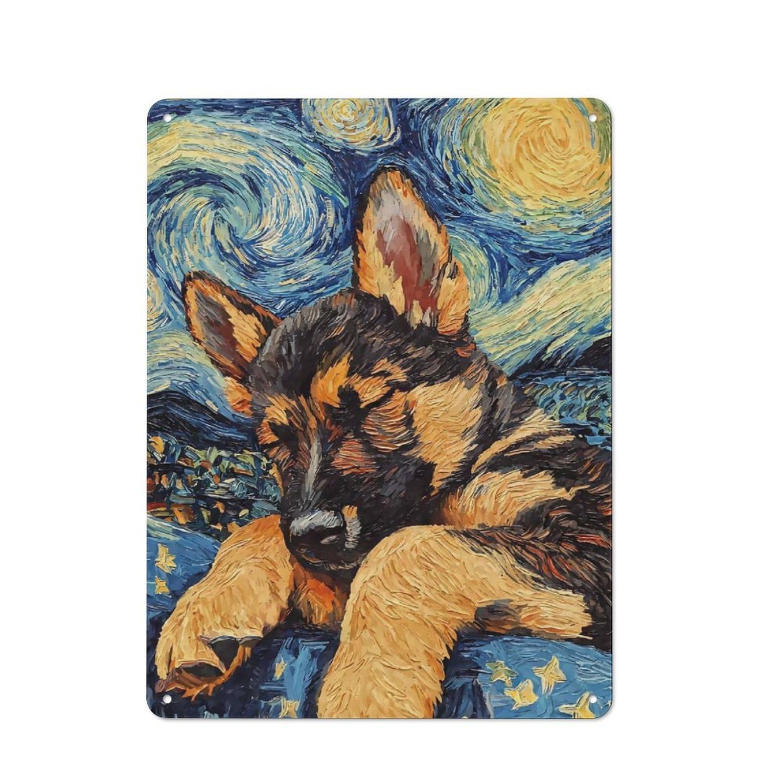 Junmoney Style-5 German Shepherd Puppy Metal Wall Sign 40X30cm, Vintage Decor For Hallway Wall, New-Space Wall Decor For New Home Decorators