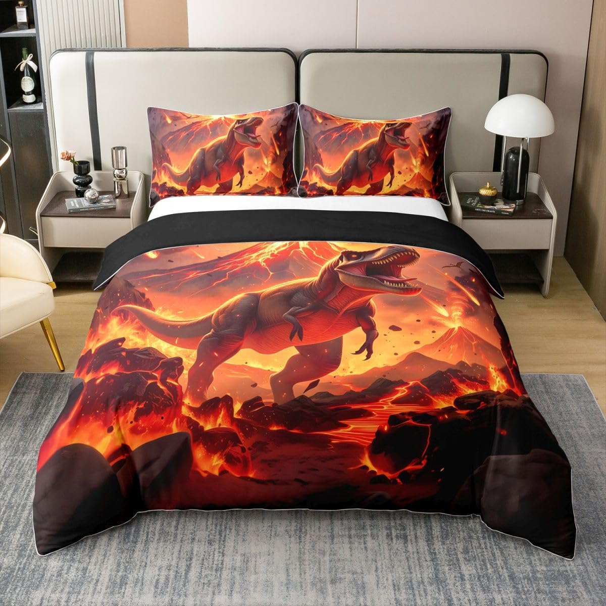 Erosebridal Red Kids Dinosaur 100% Cotton Bedclothes King