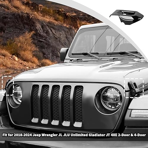 Miniatura 59 de Voodonala Para Jeep JL ABS Capó Cierres de Hebilla del Motor Cierre de Capó Cubierta Decoración Cubierta de Protección para Jeep Wrangler JL JLU Azul