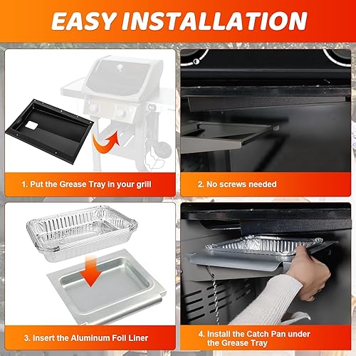 Vista 106 de Uniflasy Bandeja de grasa 69804 con bandeja de captura 67047 para parrillas de gas Weber Spirit serie 300, Spirit E310 E320 E330 S310 S320 S330