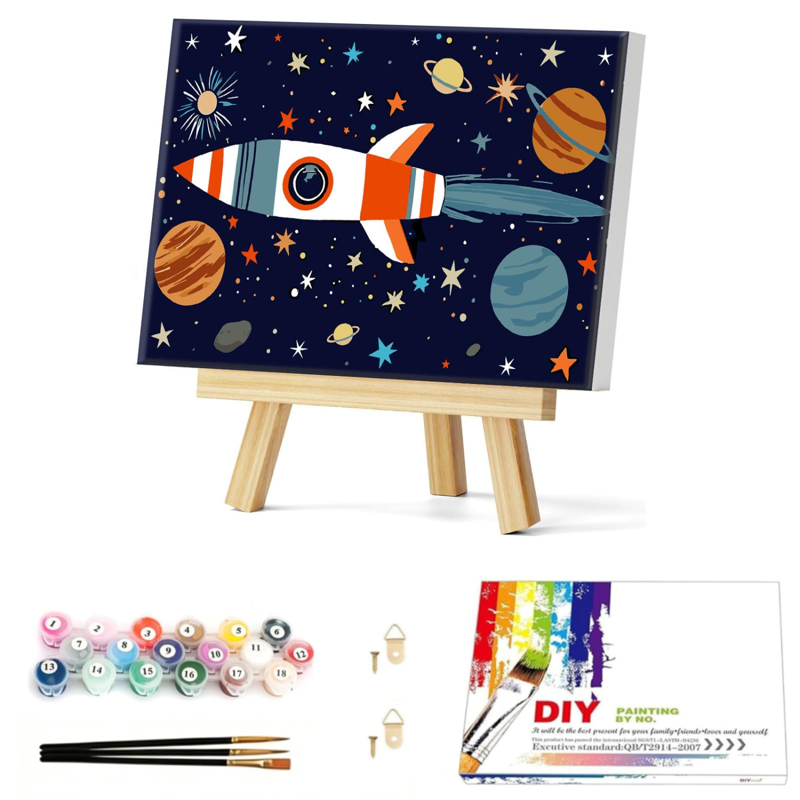 Gemozaic Outer Space Paint by Numbers Kit for Kids with Frame and Easel