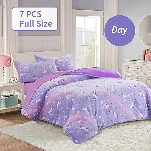 Miniatura 2 de ROYALAY Juego de edredón de 7 piezas para niños que brillan en la oscuridad juego de ropa de cama tamaño matrimonial para adolescentes y niños