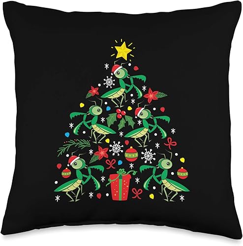 Regalo de Mantis rezando divertido de Navidad Mantis Ornamento de Navidad Árbol de Mascotas Divertido Regalo de Manta Almohada de 16.0 x 16.0in,