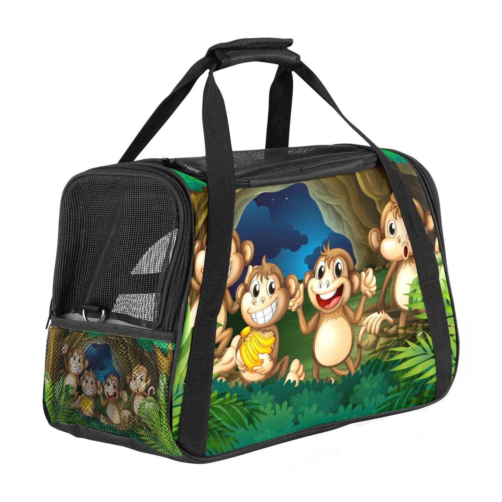 Sac de transport chat et chien avion motif singe