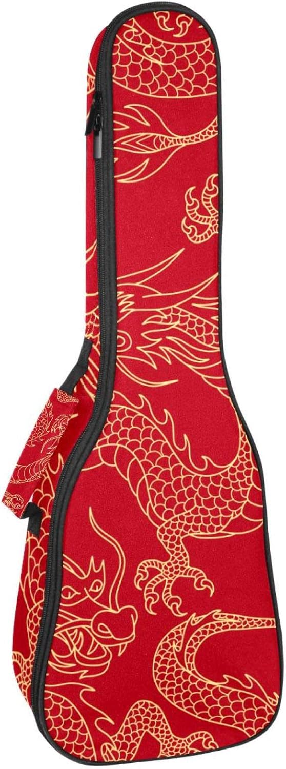 Ukulele Case Golden Dragon Red Ukulele Bag 23 Inch 10Mm