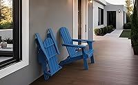 Vista 8 de Silla Adirondack plegable, sillas Adirondack de plástico texturizado de madera con soporte para 2 tazas, silla para hoguera de polietileno de alta