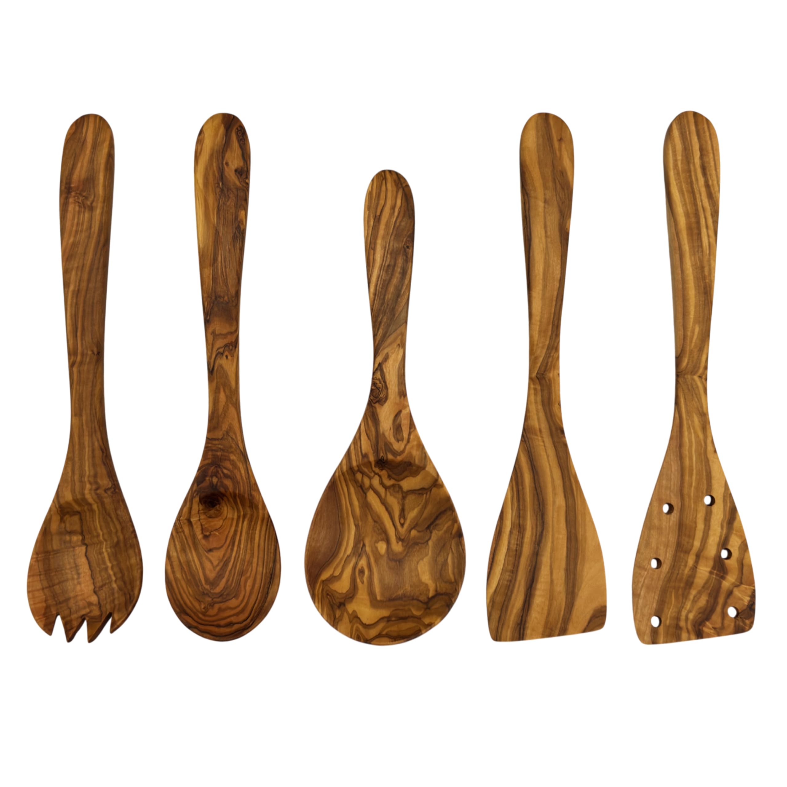 Kochbesteck Set „Solo Select“ Olivenholz 5-teilig – Flexible Küchenhelfer Holz – natürlich, robust, pfannenschonend & langlebig