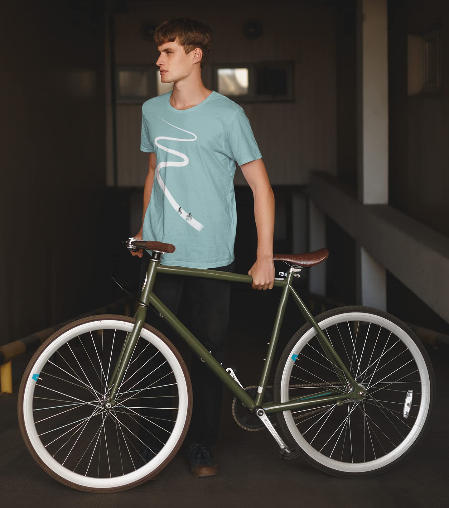 Camiseta de ciclismo para hombre: Ciclismo & Heartbeat Bike – Camiseta deportiva para hombre – Camiseta divertida para hombre