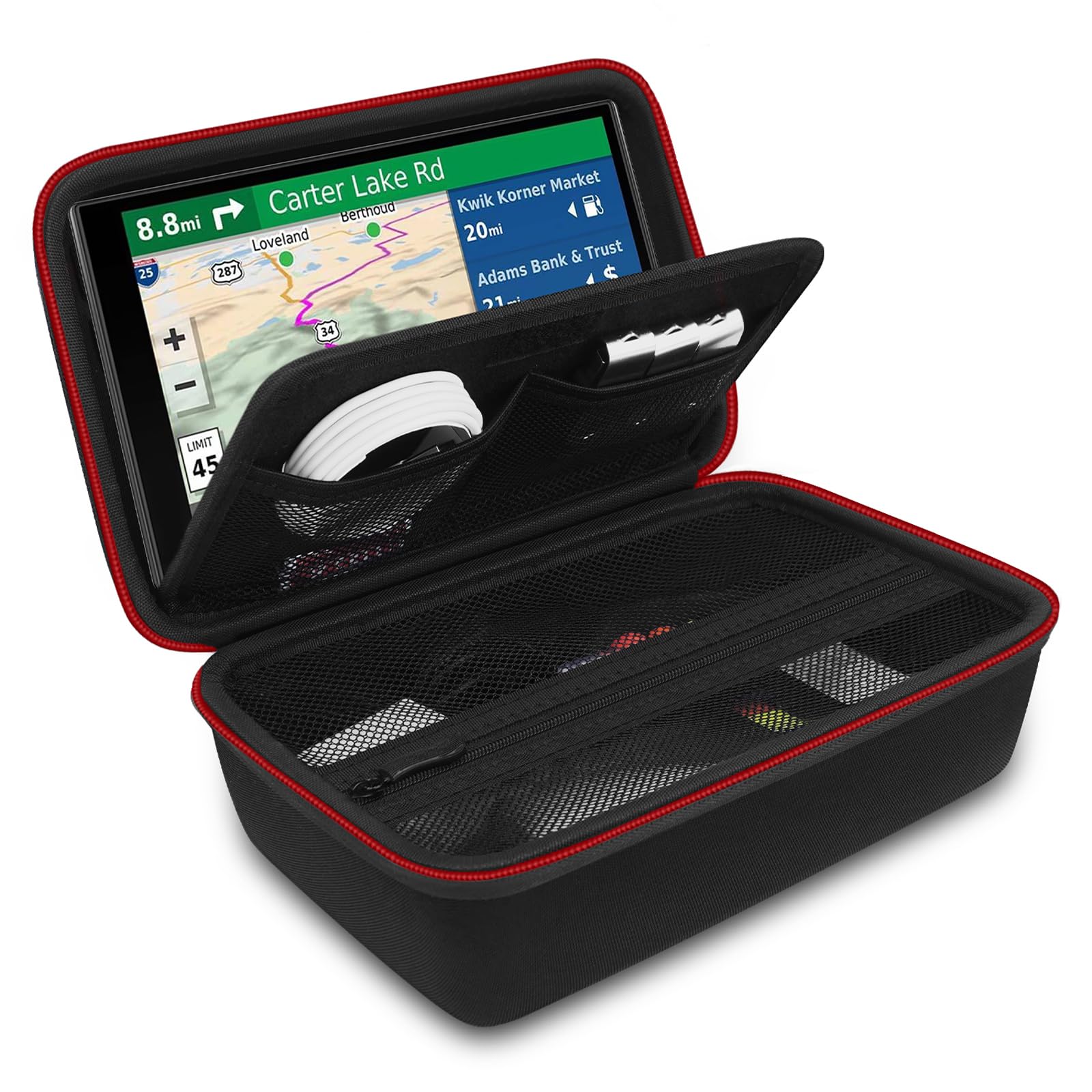 Hard GPS Case for 6-7 Inch Garmin DriveSmart 76/65/61/86, RV 750/780/785, dezl OTR700/610/800, Nuvi 2797LMT Garmin Catalyst, Truck GPS Traffic Navigation, Extra Room for Accessories