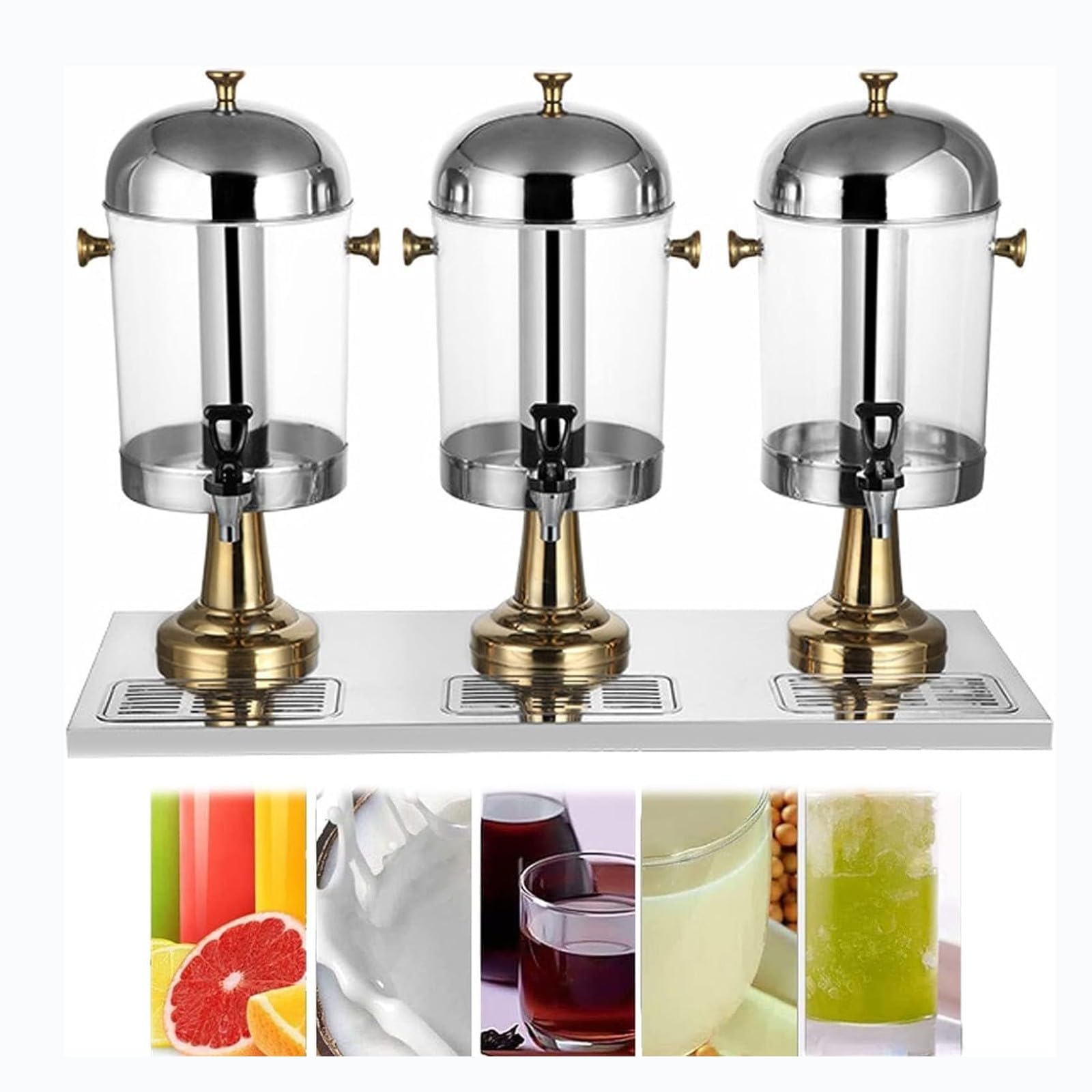 asdchZen Drink Dispenser Beverage Dispenser Elegant Drink Dispenser For Catering, Parties & Restaurants - 8/16/24L Options - Serve Juice & Beverages With Flair,Color-TripleHeads