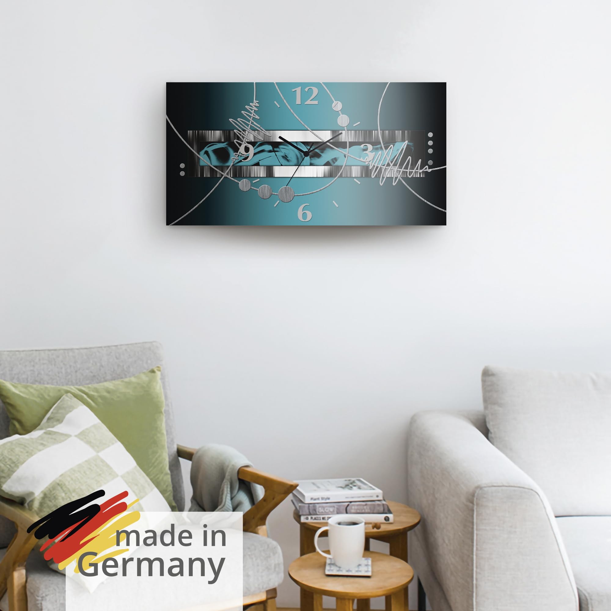 ARTLAND 60x30 cm Rechteckig Lautlos 3D Design Abstrakt Kunst Modern Ausgefallen S7LW