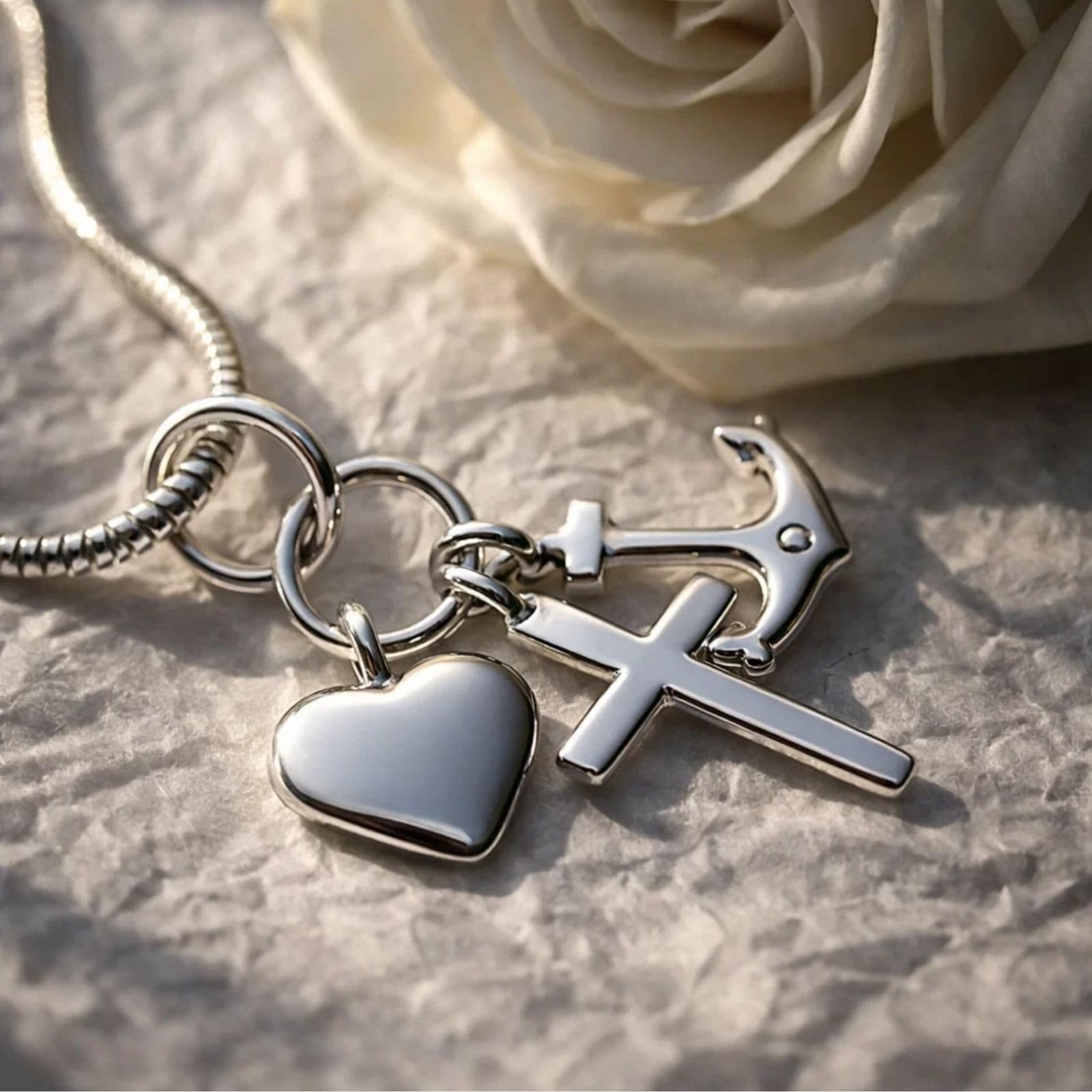 Halskette Aus Sterlingsilber Mit Anhänger Glaube Liebe Hoffnung Verstellbar