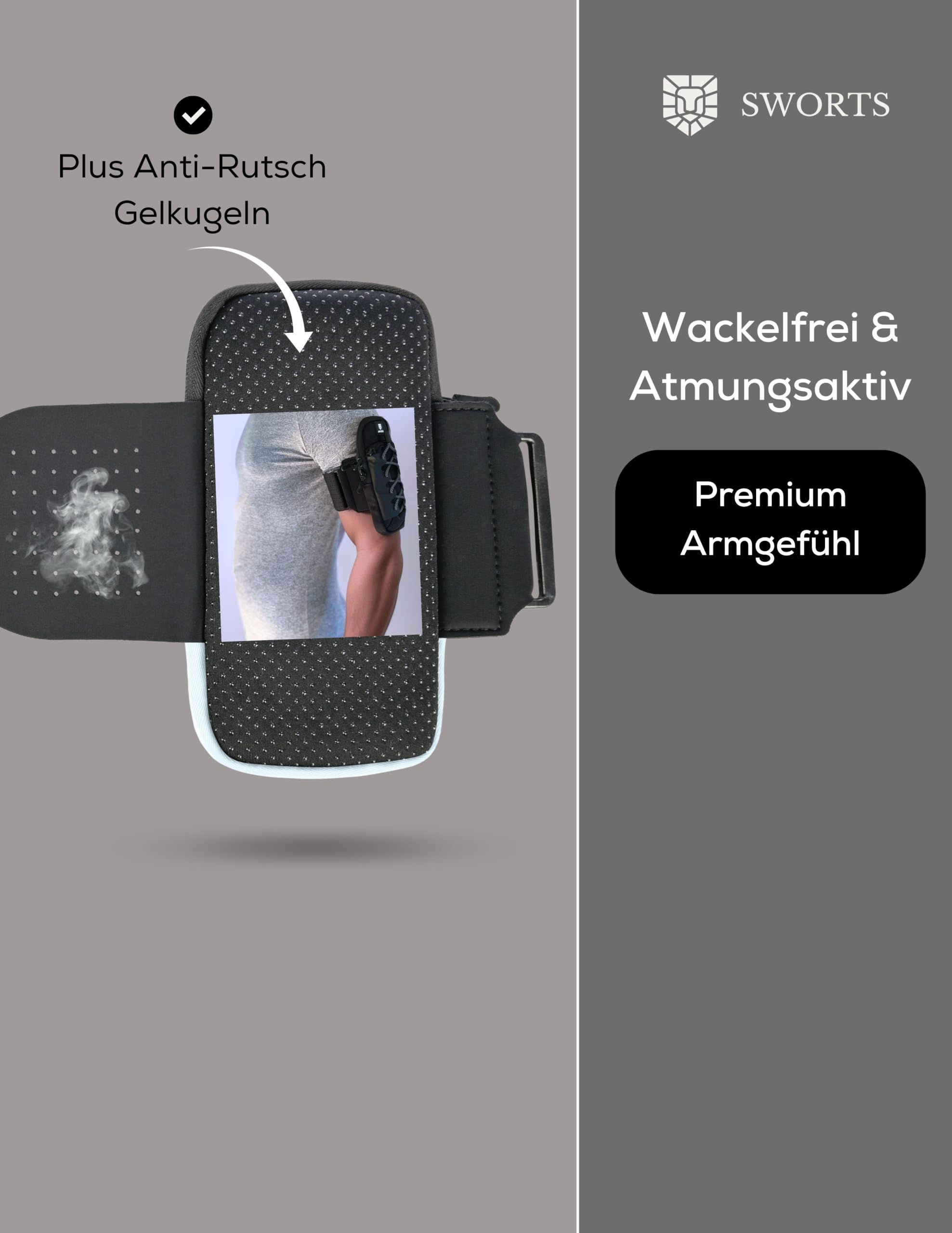 Run Arm Bag · Premium Laufsport Handytasche · 2-Fächer-Trennung · Joggen Armtasche Unisex