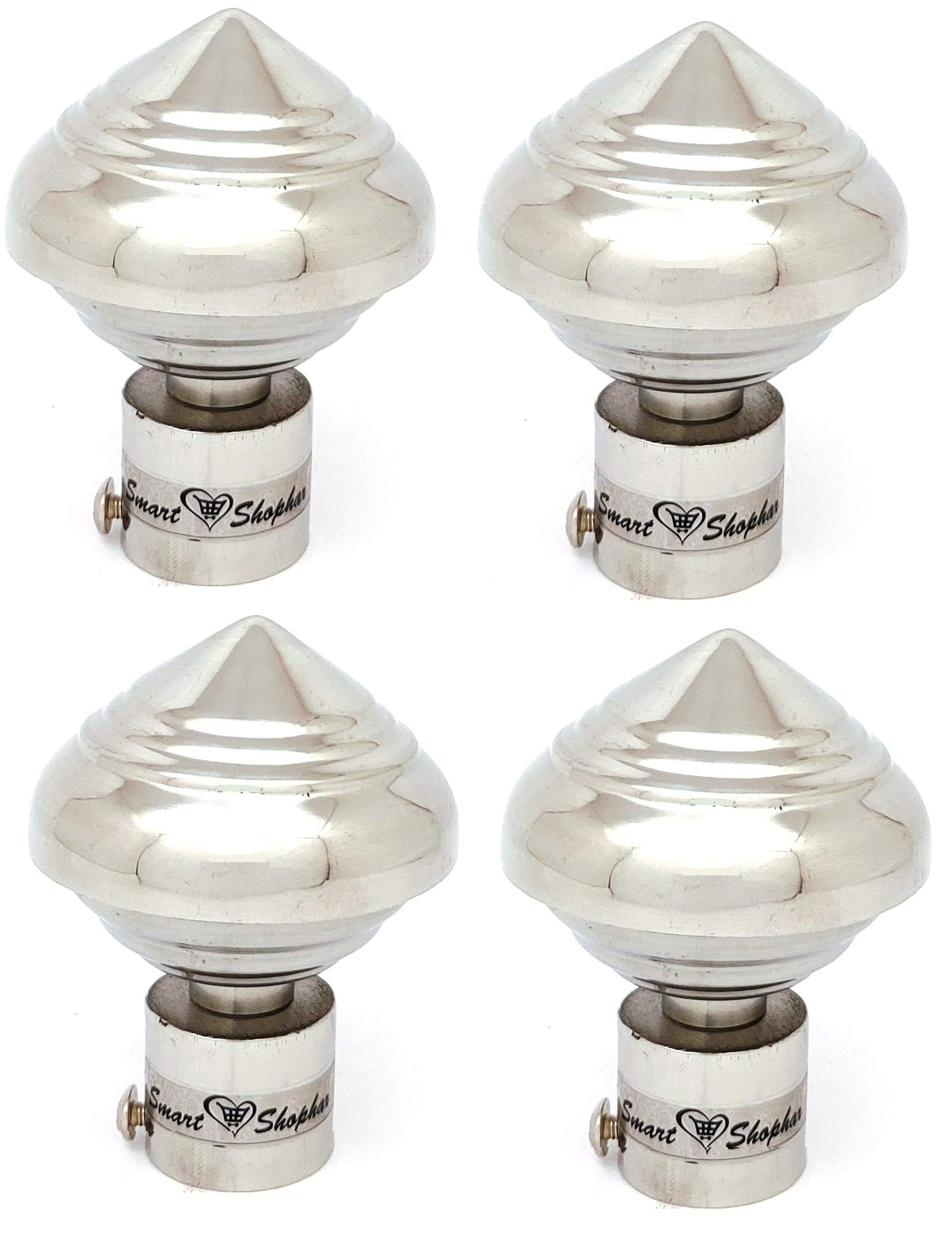 SMART SHOPHAR Stainless Steel Nora Curtain Bracket 4 Inches Silver, Pack of 2 Set, 4pcs