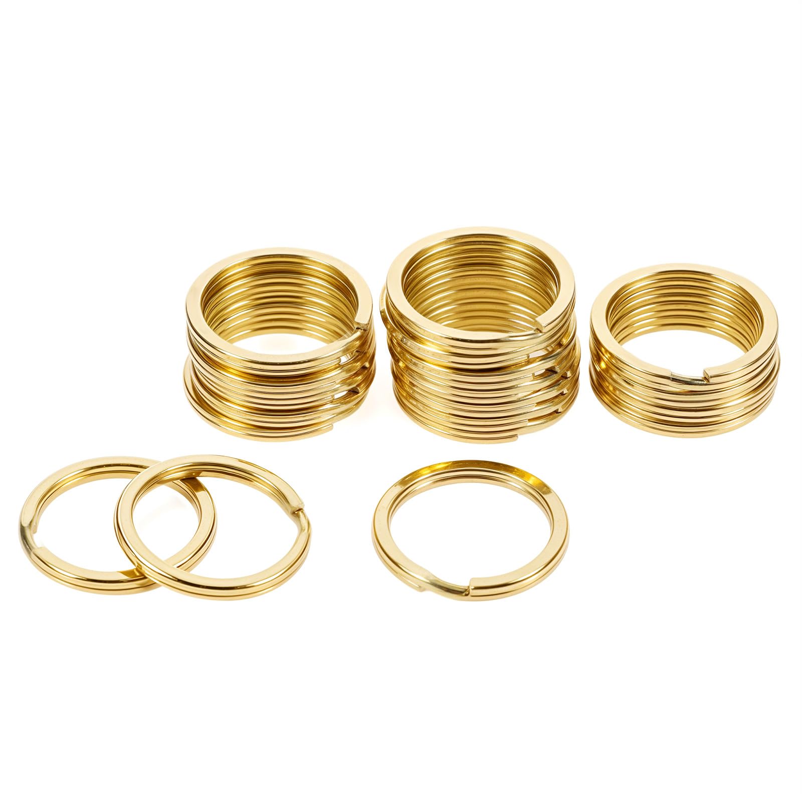 Qianyu 20 Pcs Gold Brass Flat Split Keyring 25mm (1