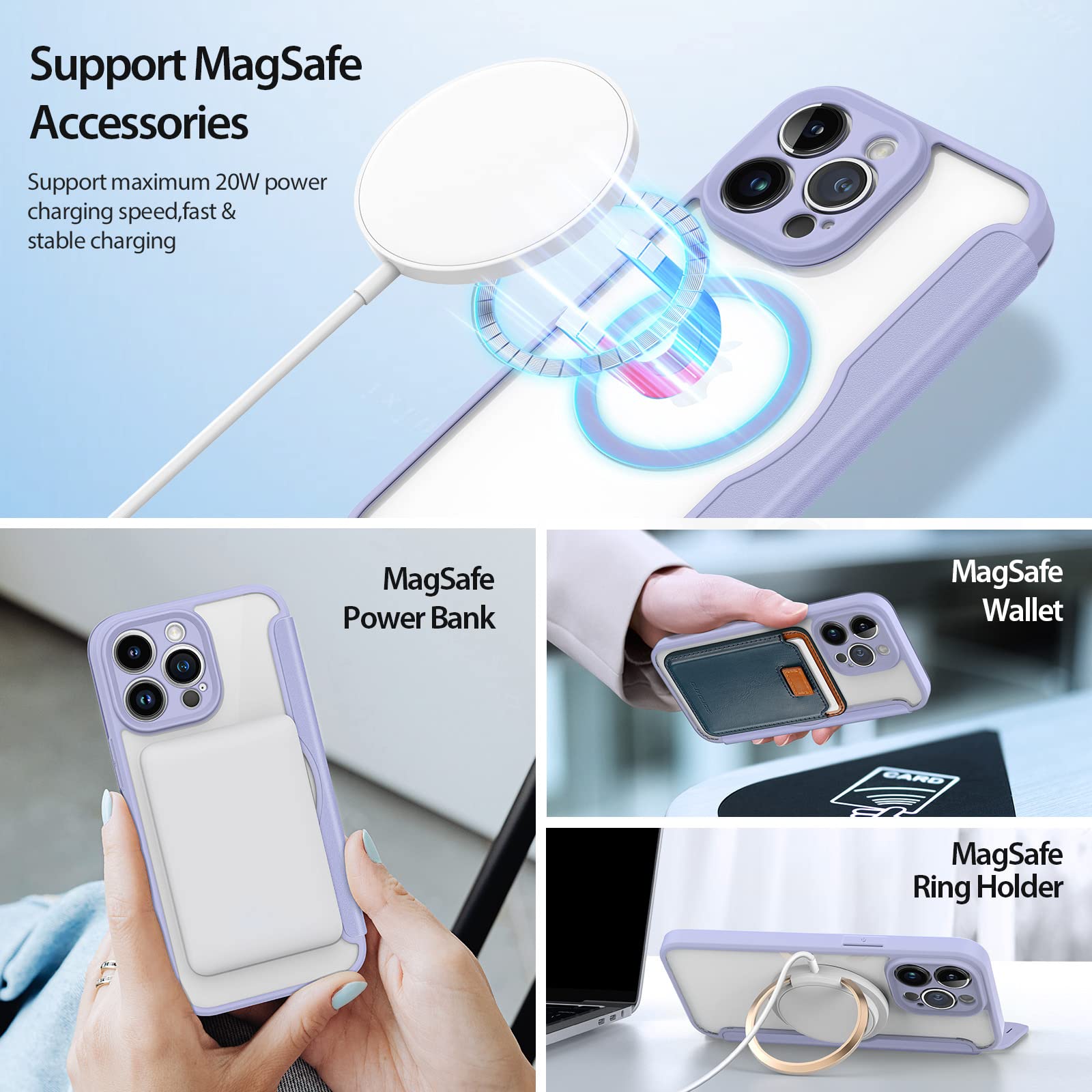 Custodia Magnetica Per IPhone 14 Pro Max HAONANDE – Pelle PU Con Portafoglio, Slot Carte RFID, Compatibile MagSafe