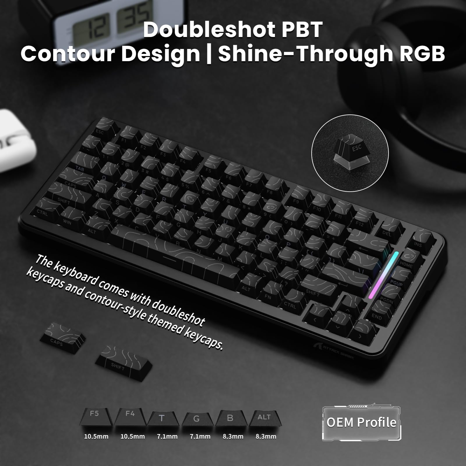 ATTACK SHARK X82PRO HE 75% Wireless Rapid Trigger Gaming Keyboard, Hall Effect Magnetic Switch Keyboard with 0.01mm RT Adjustable Actuation, 8Khz Polling Rate, Hot-Swap, RGB, for PC Gamer (Black)