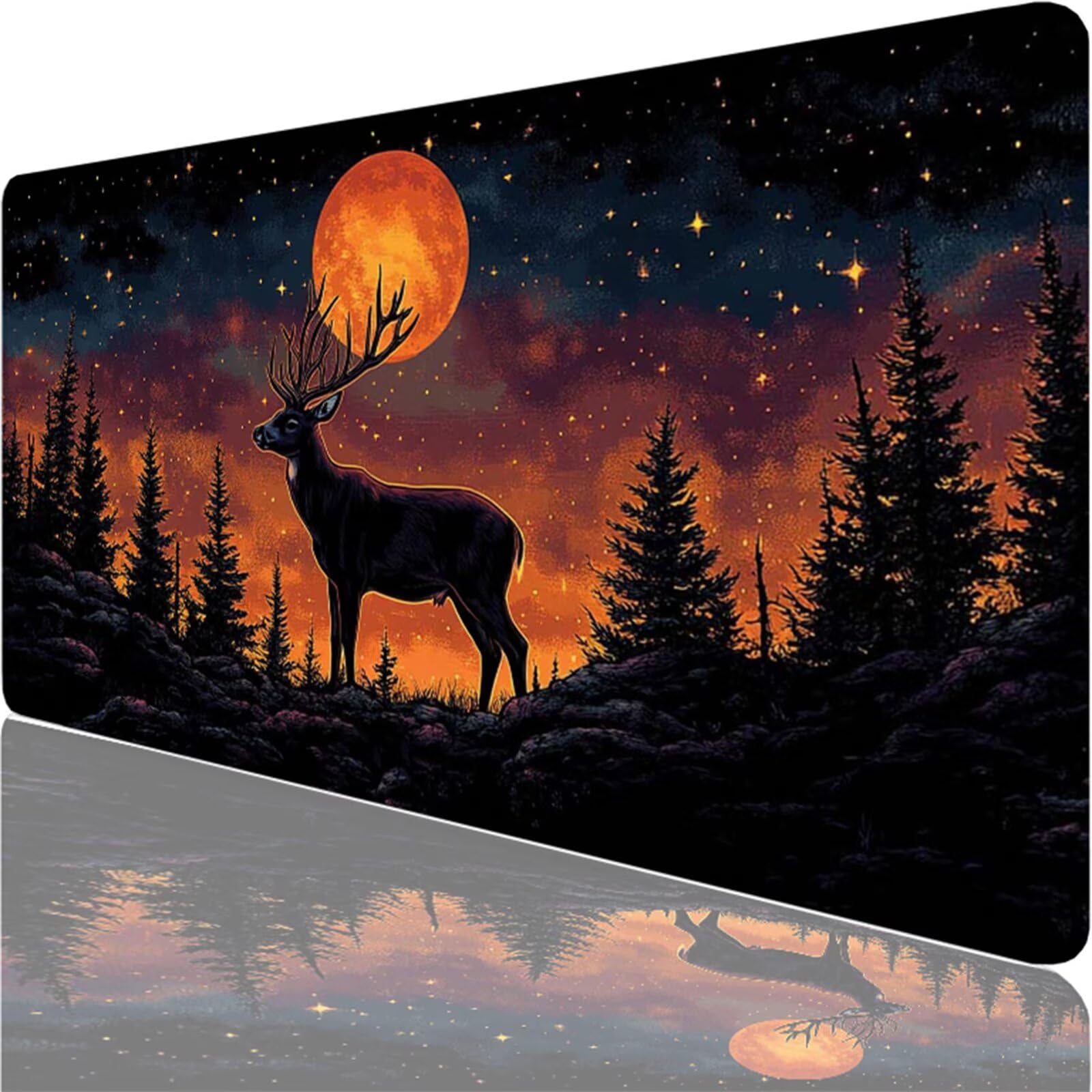 Podkładka pod mysz do gier XXL,1000x500x3mm czarna podkładka pod mysz, duża podkładka pod biurko ze specjalną powierzchnią poprawia szybkość i precyzję, wodoodporna podkładka pod mysz jeleń do gier