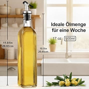 WERTIOO Oil Bottle 500 ml Set of 4 Olive Oil Bottles Vinegar and Oil