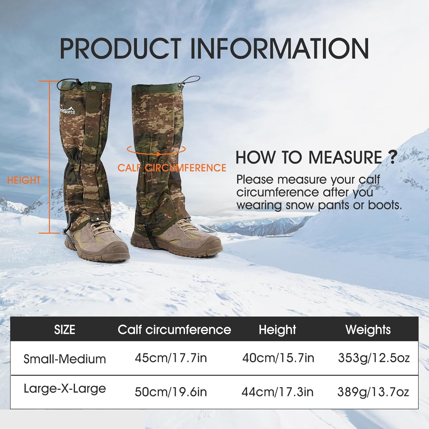 Leg Gaiters for Men and Women Waterproof Adjustable Gators for Hiking Boots in Climbing Hunting Trekking Snow Gaiters - Image 6
