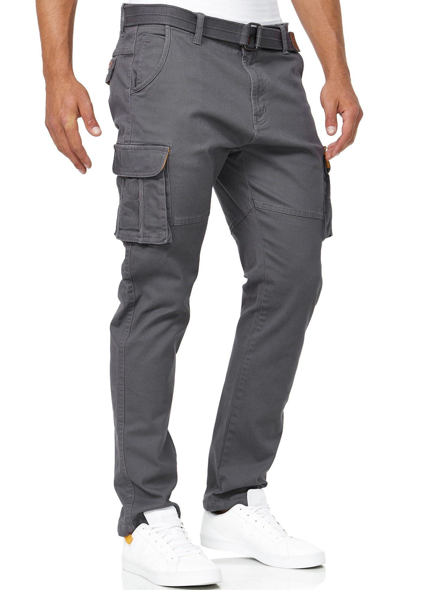 Indicode Hombres Mathen Pantalón Cargo confeccionado en 98% algodón con cinturón Incluido
