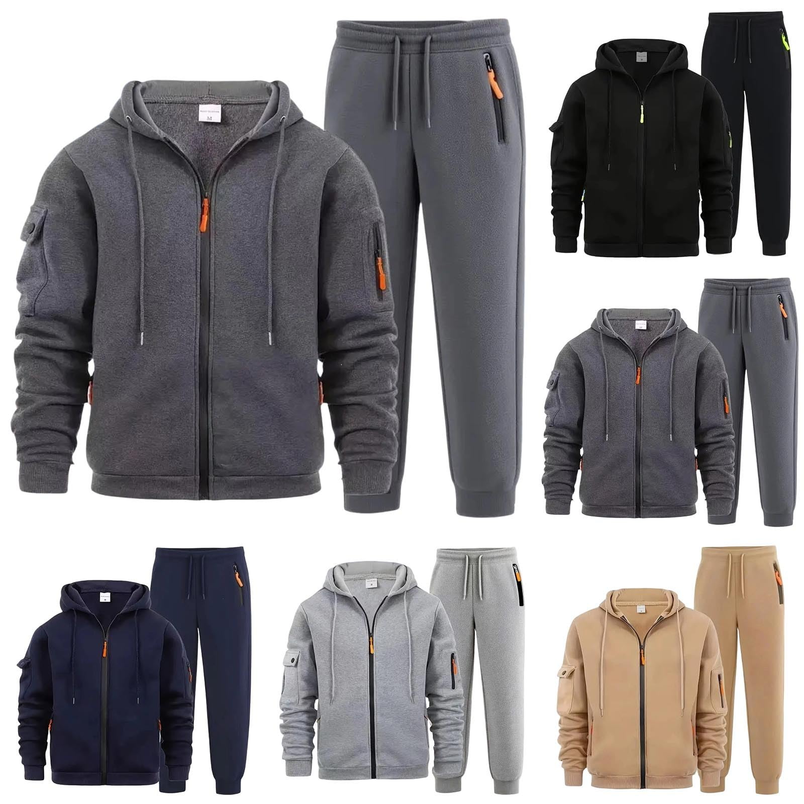 Herren Jogginganzug Trainingsanzug Sportanzug Sweatjacke und Jogginghose Set 2 Teiler Tracksuit Jogging Anzug Set Sport Kleidung Männer Laufanzug Sport Anzug Activewear Casual Hausanzug