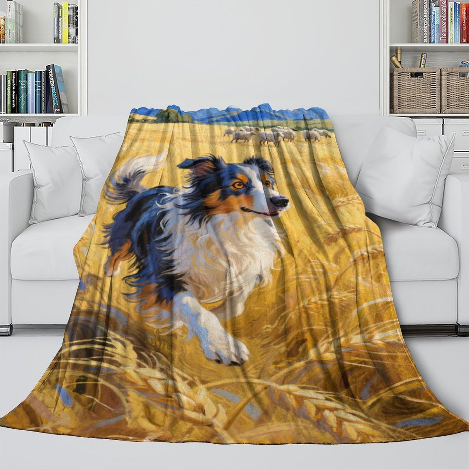 Mjasvndfo Style-6 Border Collie Soft Fleece Blanket - Air Conditioner Blanket For Calming And Sleep - Cozy Blanket To Wrap With After A Tiring Day - Gift For Yourself 50X60inch(127X152cm)