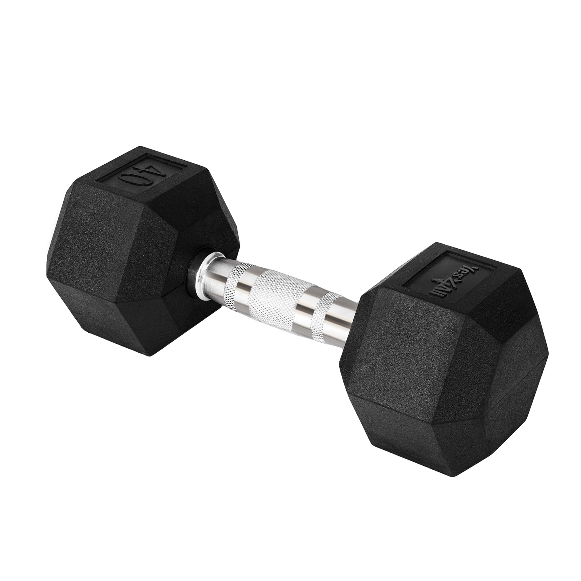 Yes4All Chrome Grip Encased Hex Dumbbells – Hand Weights With Anti-Slip 5-50 LBS Single