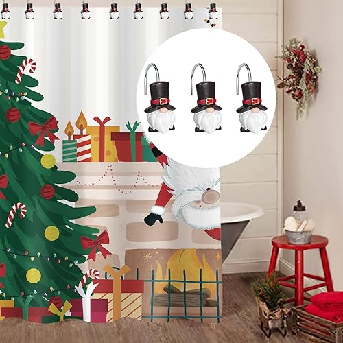 Miniatura 4 de Sunlit Ganchos de cortina de ducha de Navidad, anillos de cortina de ducha de gnomo, decoración navideña de resina pintada a mano, decoración de