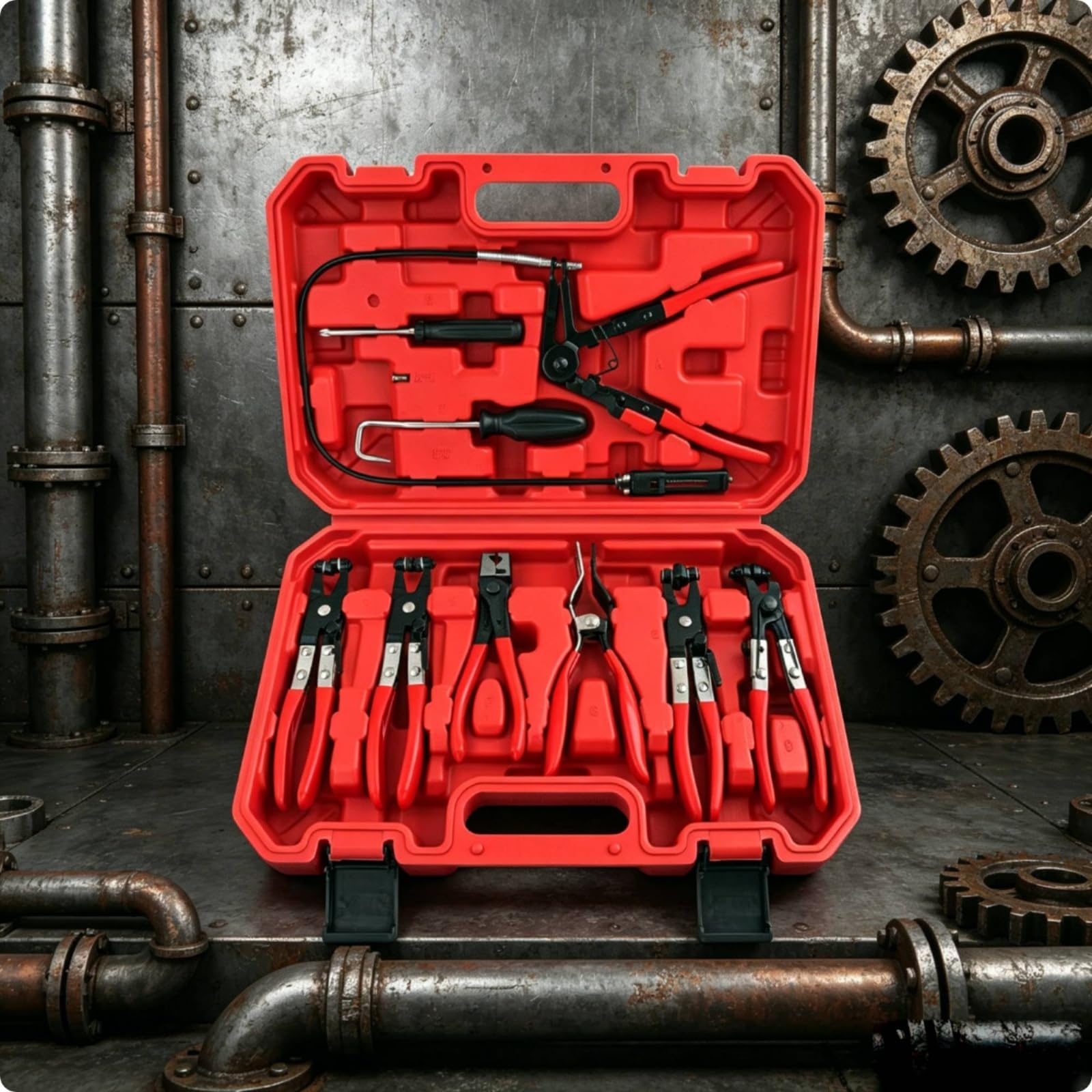 9 Pièces Pince à Collier de Durite Automobile Pince à Collier de Tuyau Ensemble Polyvalent Colliers Pince à Câble Orientable Verrouillage pour