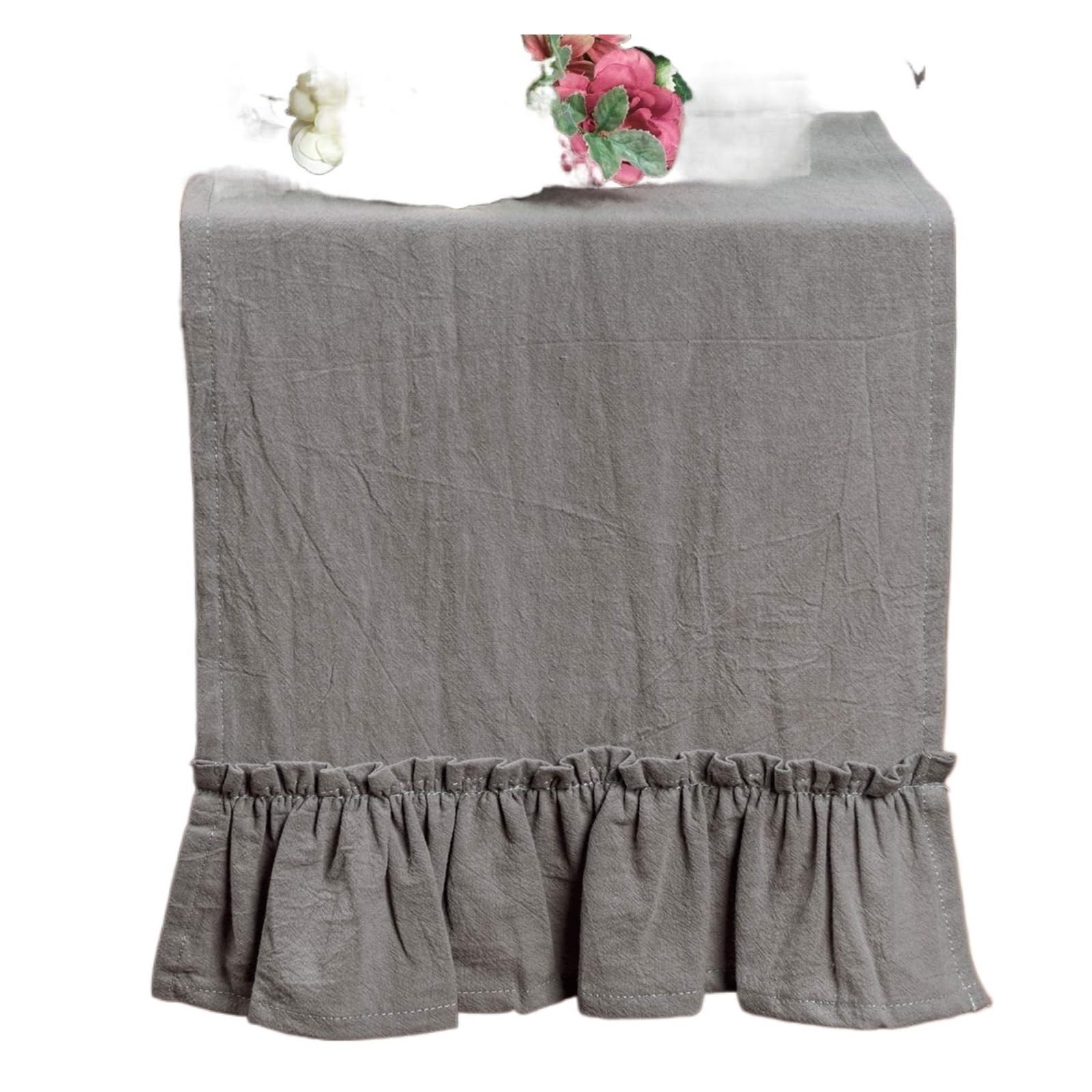 Tischläufer und Platzset aus Baumwollrüschen – einfarbige Deckchen for romantische Hochzeits- und Partydekoration(Dark Gray,30X180CM)
