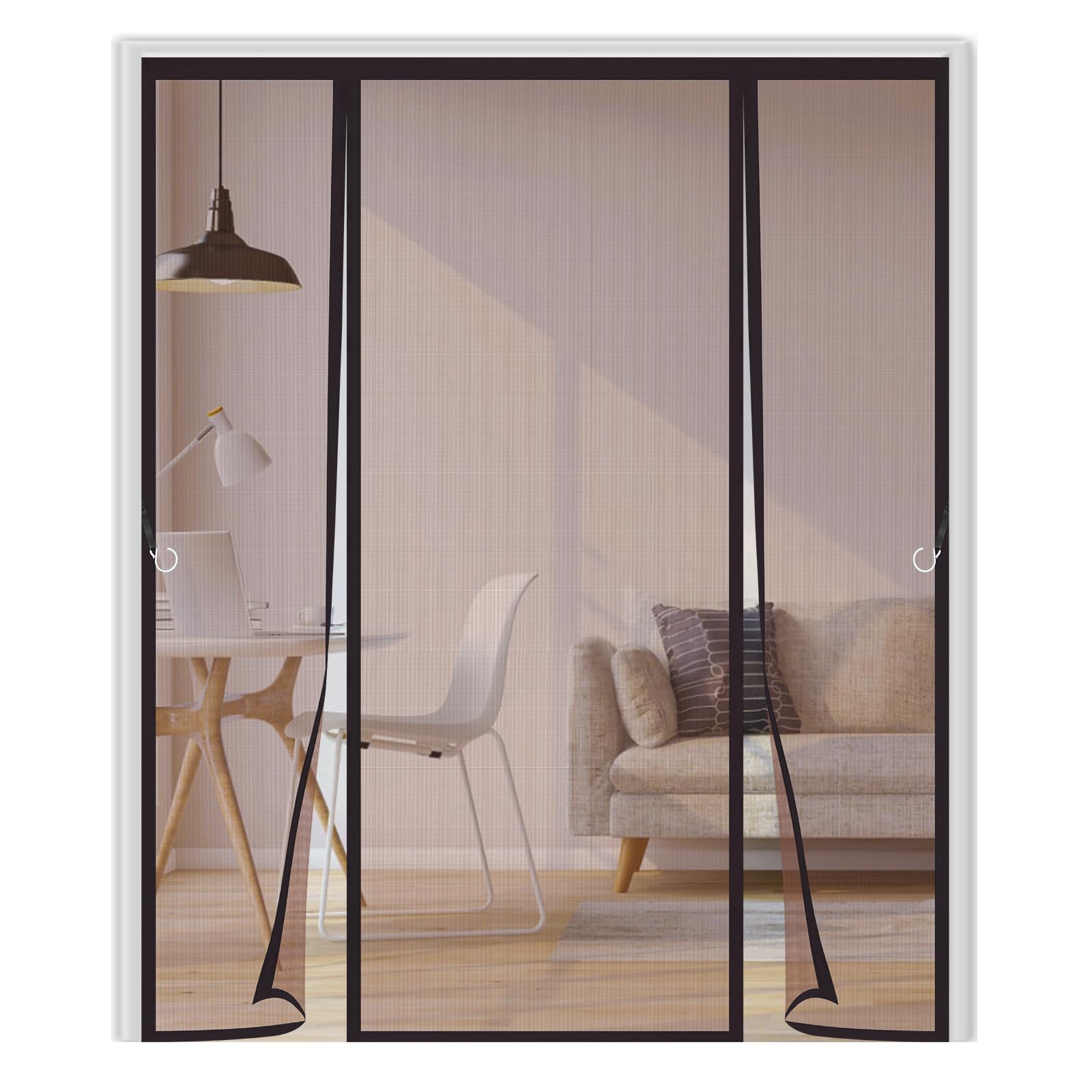 Moustiquaire aimantée à maille ultra fine 165x210 cm couleur marron robuste