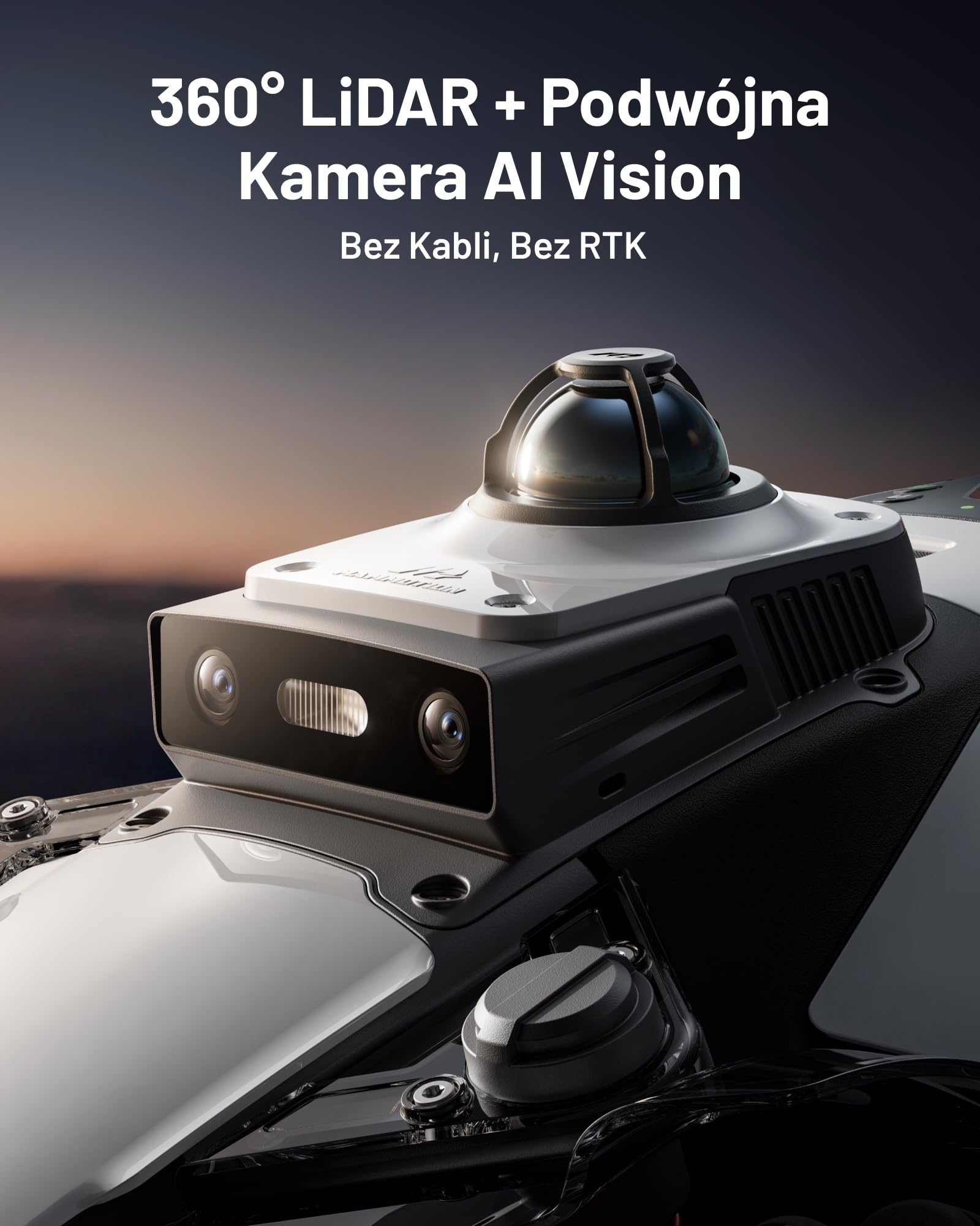 MAMMOTION LUBA mini 2 AWD 1500 Robot Koszący bez Przewodu Obwodowego, z Systemem LiDAR 360° i Podwójną Kamerą AI Vision, Podwójnymi Tarczami Tnącymi z Auto Regulacją Wysokości