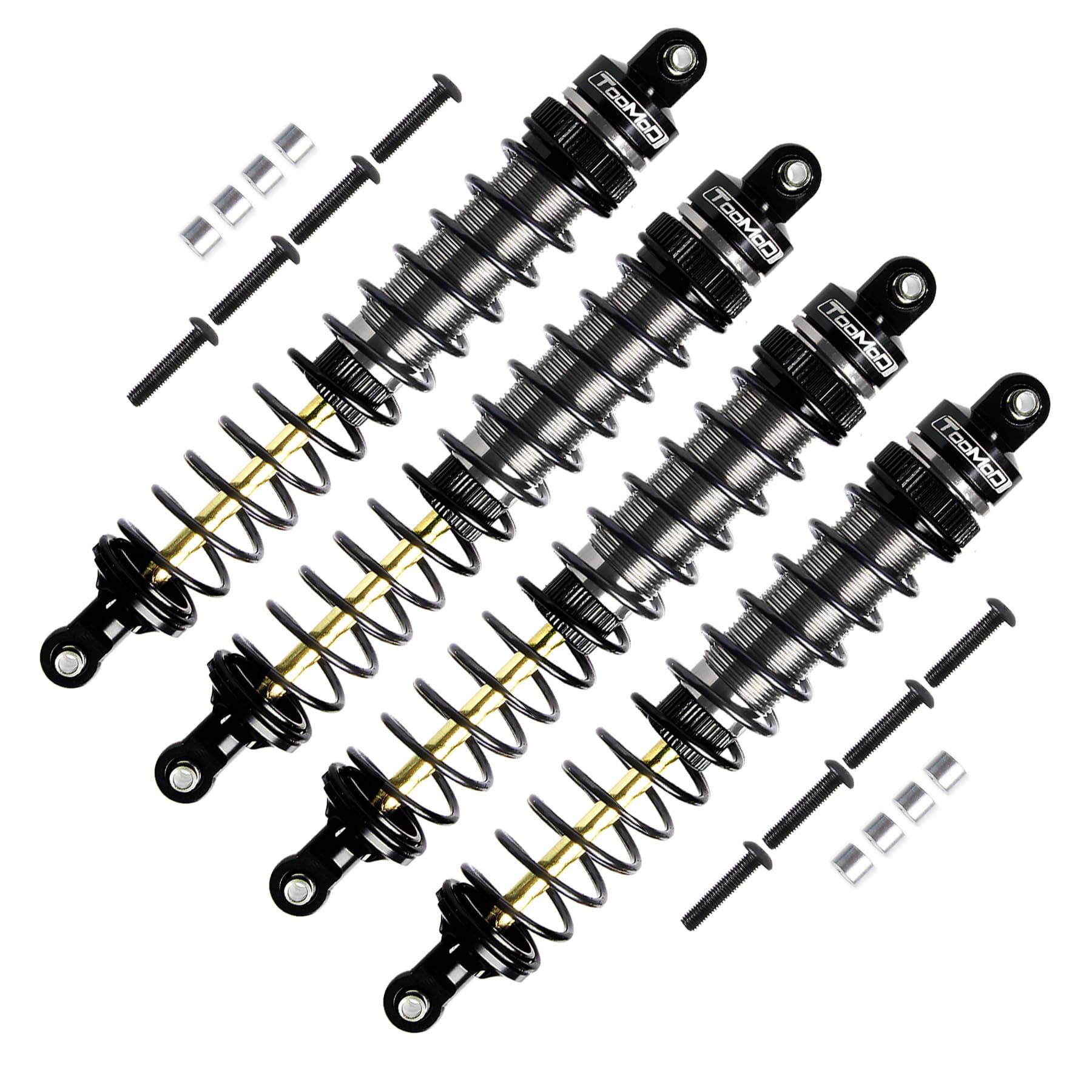 TOOMOD 130mm RC Oil Shock Absorber Aluminium Big Bore Damper for 1/8 Arrma Losi Axial Tamiya Redcat Himoto HPI HSP Buggy Truck,Parts Upgrade Replace (Black)