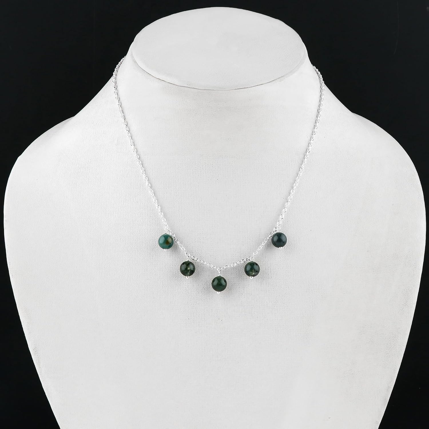 Gemstone Beads Necklace for Women | Natural Round Bead Necklace | Silver Plated Adjustable Chain 16+2 Inch | Healing Crystal Gemstone Jewelry | 6-8 mm | 8-15 Carat - Image 4