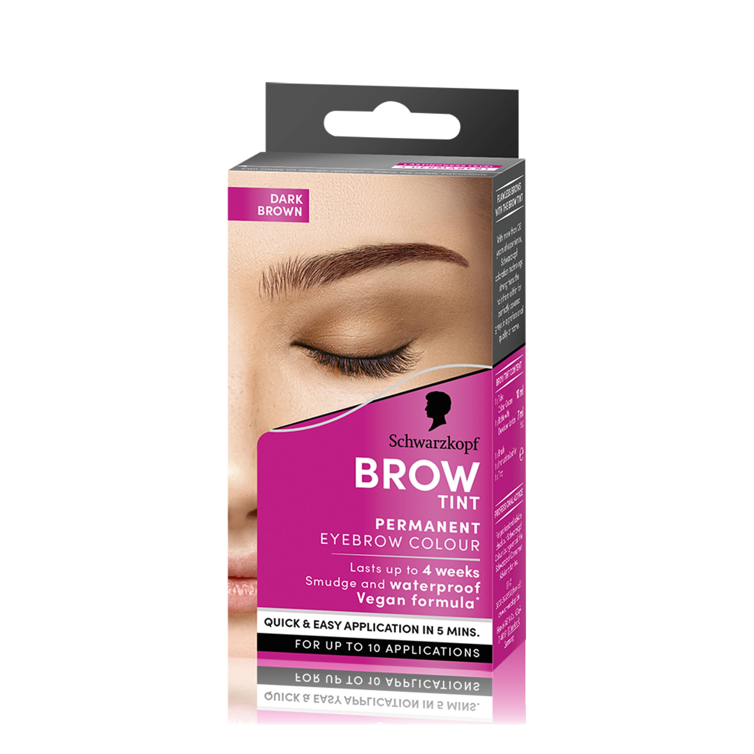 Schwarzkopf Brow Tint Dark Brown (10ml), Permanent Eyebrow Tint, Long-Lasting Intensity, Water- and Smudge-Proof, Easy Application Brow Tint for Up to 10 Applications, Vegan Formula