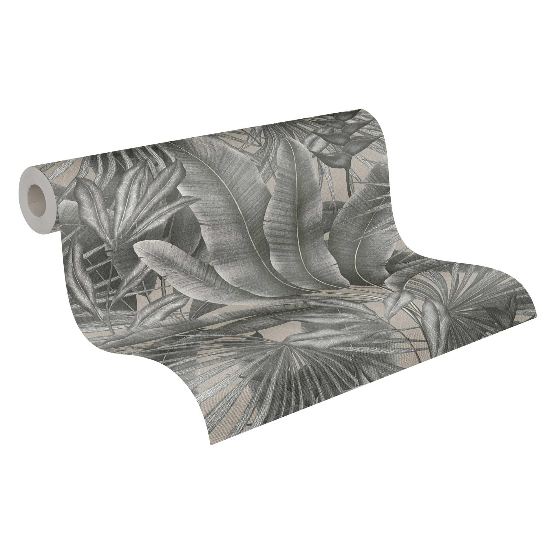 Livingwalls Jungle Wallpaper 396473 in Grey, Beige - Wall Wallpaper with Jungle Look - Floral with Palm Leaves -10.05 m x 0.53 m