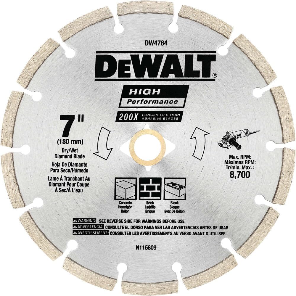 DEWALT DW4784 7-Inch HP Segmented Diamond Blade