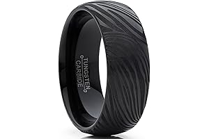 8mm Men's Wedding Band with Damascus Style Texture